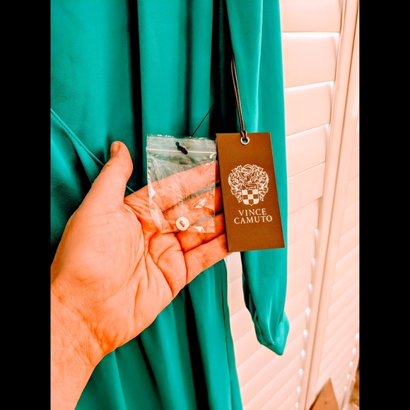 Vince Camuto Teal Faux Wrap Mini Dress NWT - Picture 6 of 10